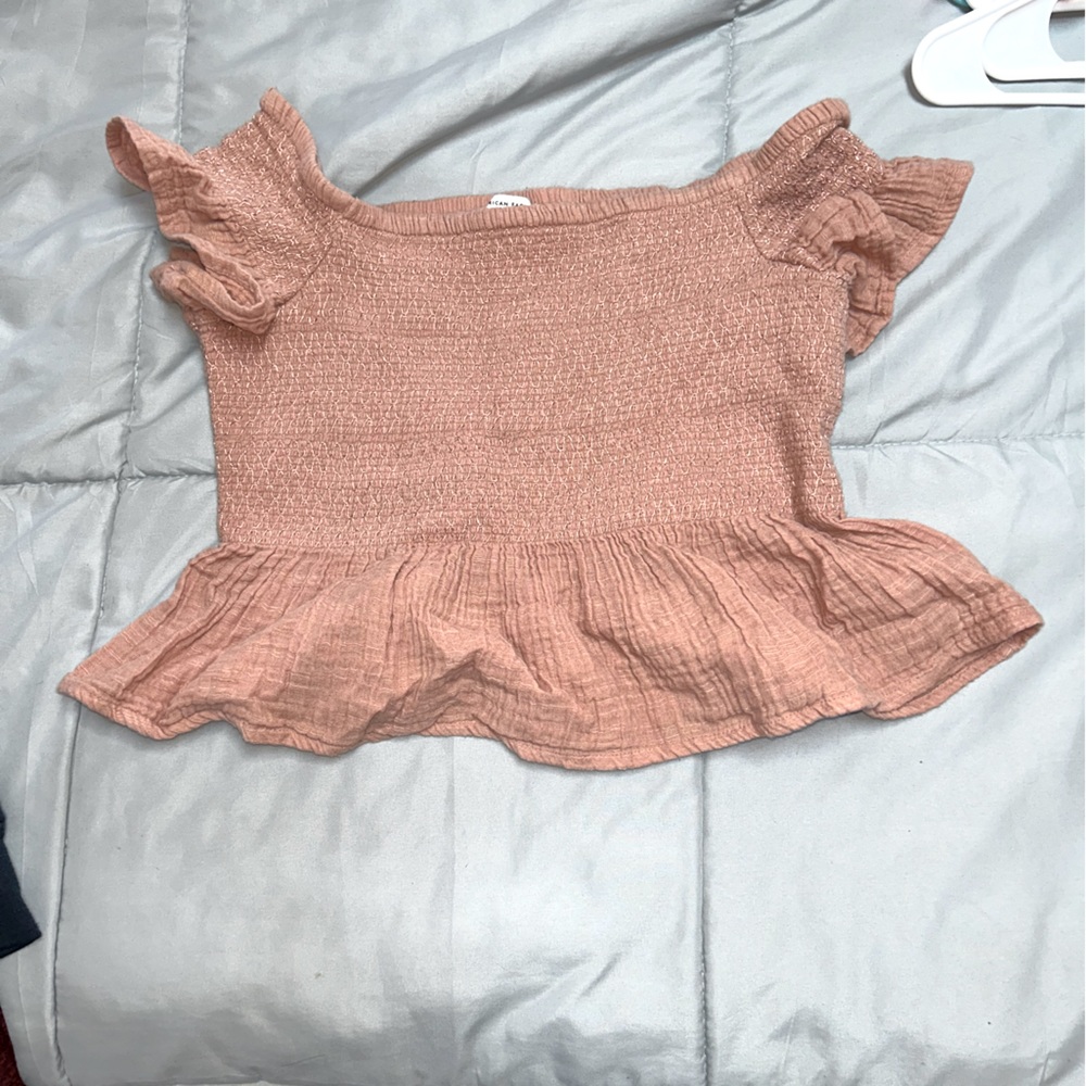 American Eagle Peach off shoulder crop top